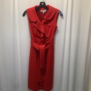 Carolina Herrera Scarlet Midi Dress with Ruffle Detail